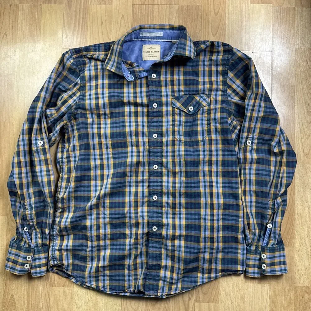 Tommy Bahama Long Sleeve‎ Colorful Button Up Shirt Small Cotton Plaid Men Adult